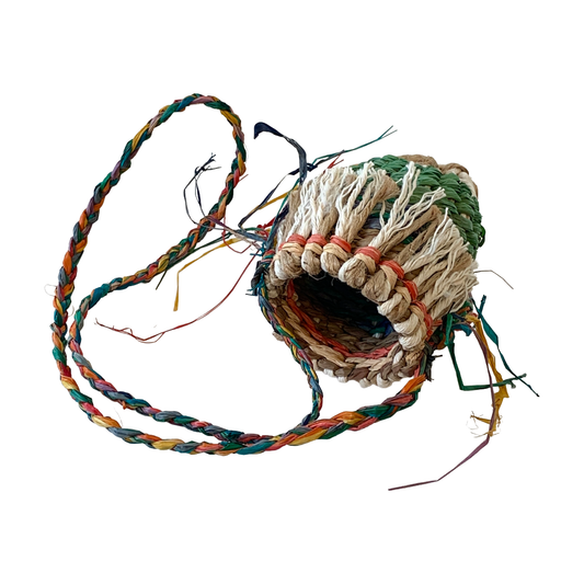 PAULA SAVAGE - Moa Island | 'Migi Bag #447' | Woven rafia + jute | 10 x 10 cm