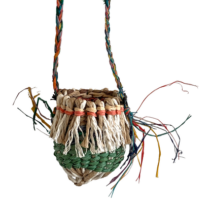 PAULA SAVAGE - Moa Island | 'Migi Bag #447' | Woven rafia + jute | 10 x 10 cm