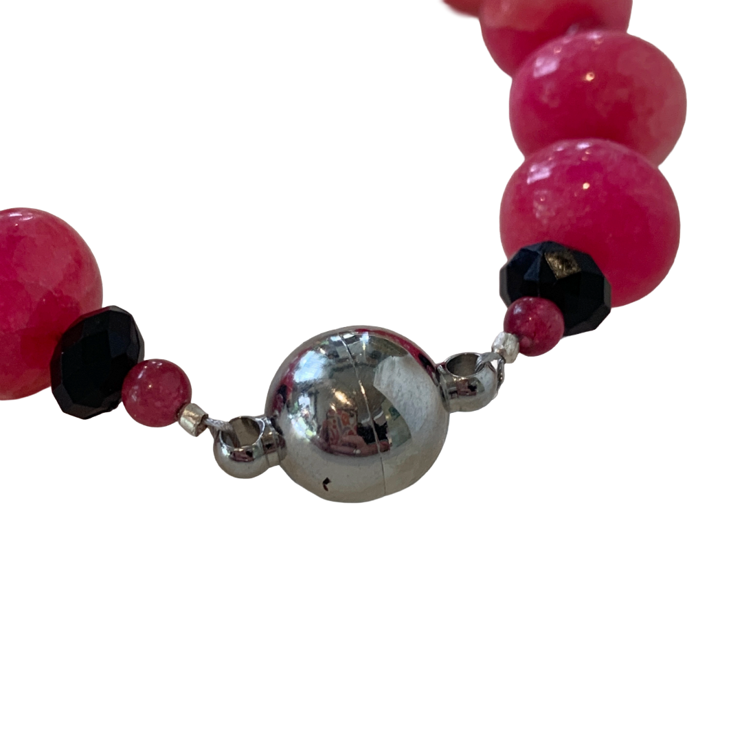 PEARL AND SALTY PLUM | ‘Ruby and Pearl Bracelet’ | ruby + krobo beads / baroque freshwater pearl