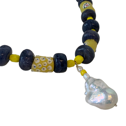 PEARL AND SALTY PLUM | ‘Iolite Necklace’ | iolite beads + baroque freshwater pearls