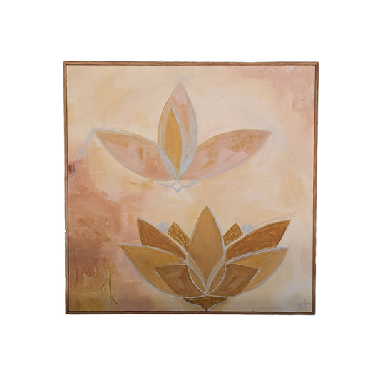 KIM RAYNER | 'Lotus Earth Flower Painting' | Oil on board / framed