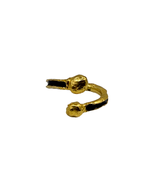 ARTIZ | 'Golden Black Ring' | Gold plated bronze / orange enamel