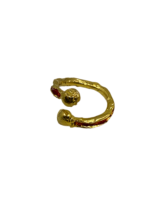 ARTIZ | 'Golden Orange Ring' | Gold plated bronze / orange enamel
