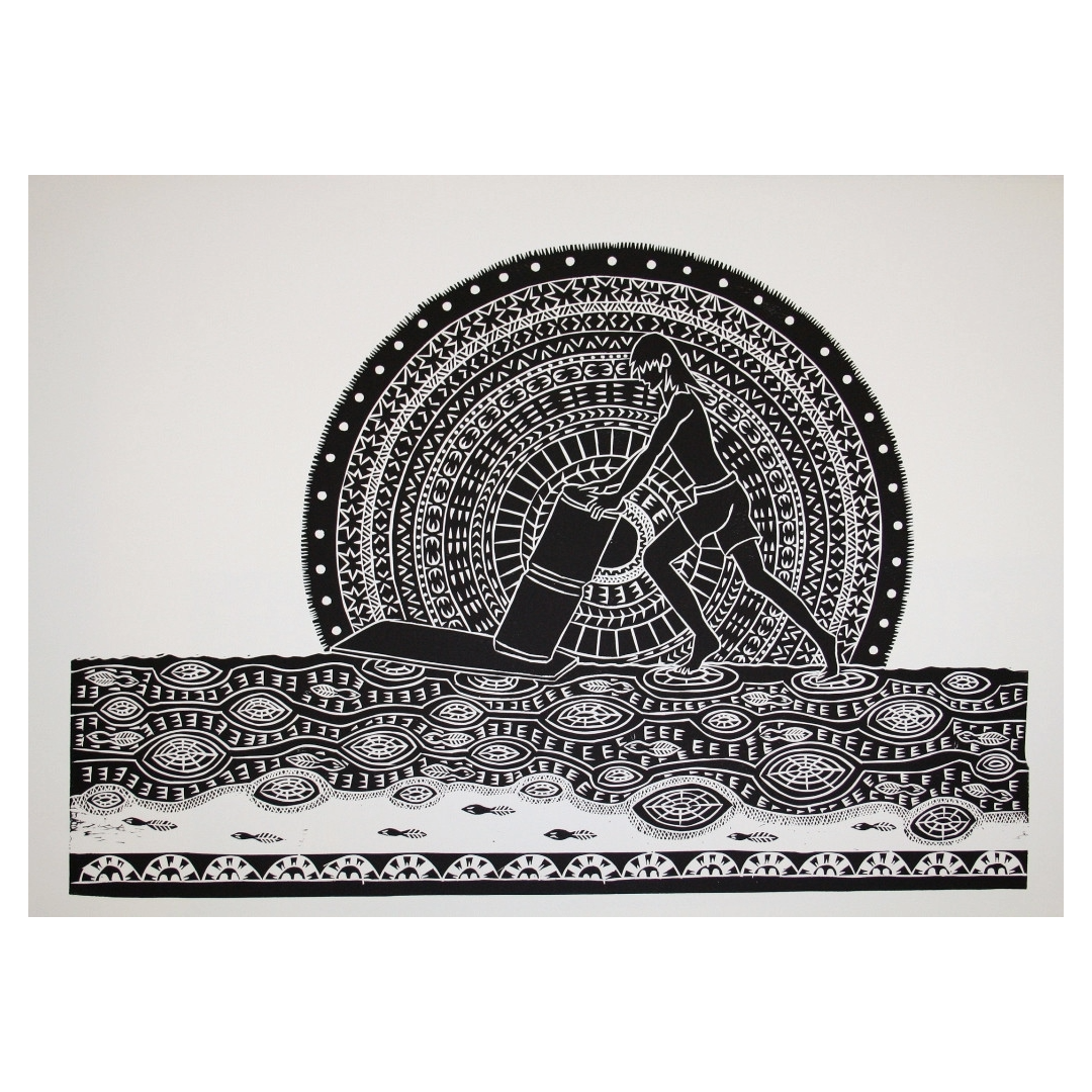 ROBERT TOMMY PAU | 'Drum and Board' | Linocut print