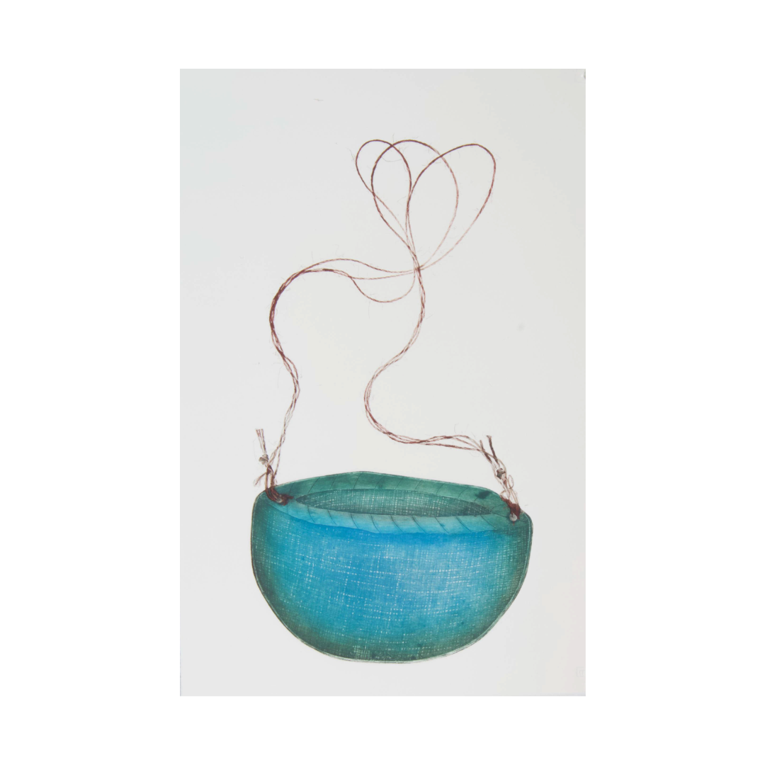 SHERYL J BURCHILL | 'Jakal Balji (Round basket)'- Blue State I | Etching