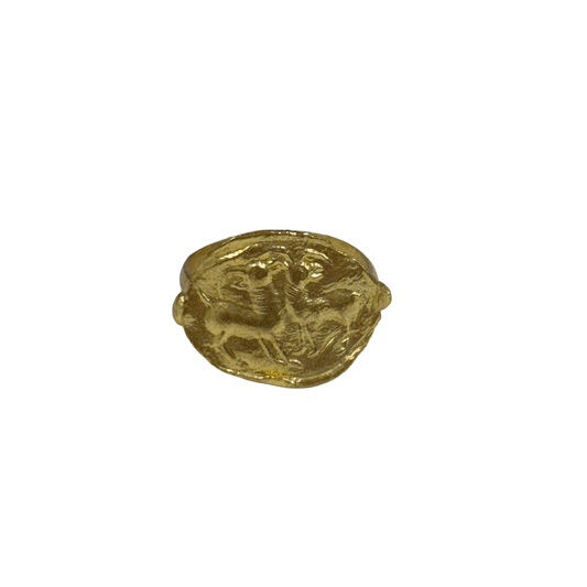 ARTIZ | 'Seal Ring '- Goats | Gold plated bronze