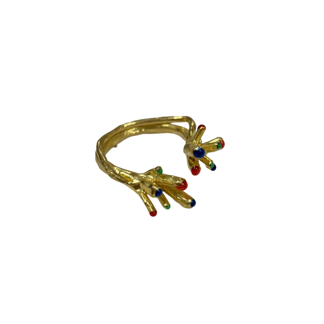 ARTIZ | 'Cluster Split Ring' | Gold plated bronze / enamel