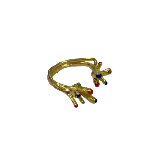 ARTIZ | 'Cluster Split Ring' | Gold plated bronze / enamel