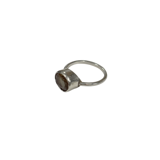 ARTIZ | 'Faceted Gem Ring' | Oval Stone | Silver + tourmaline