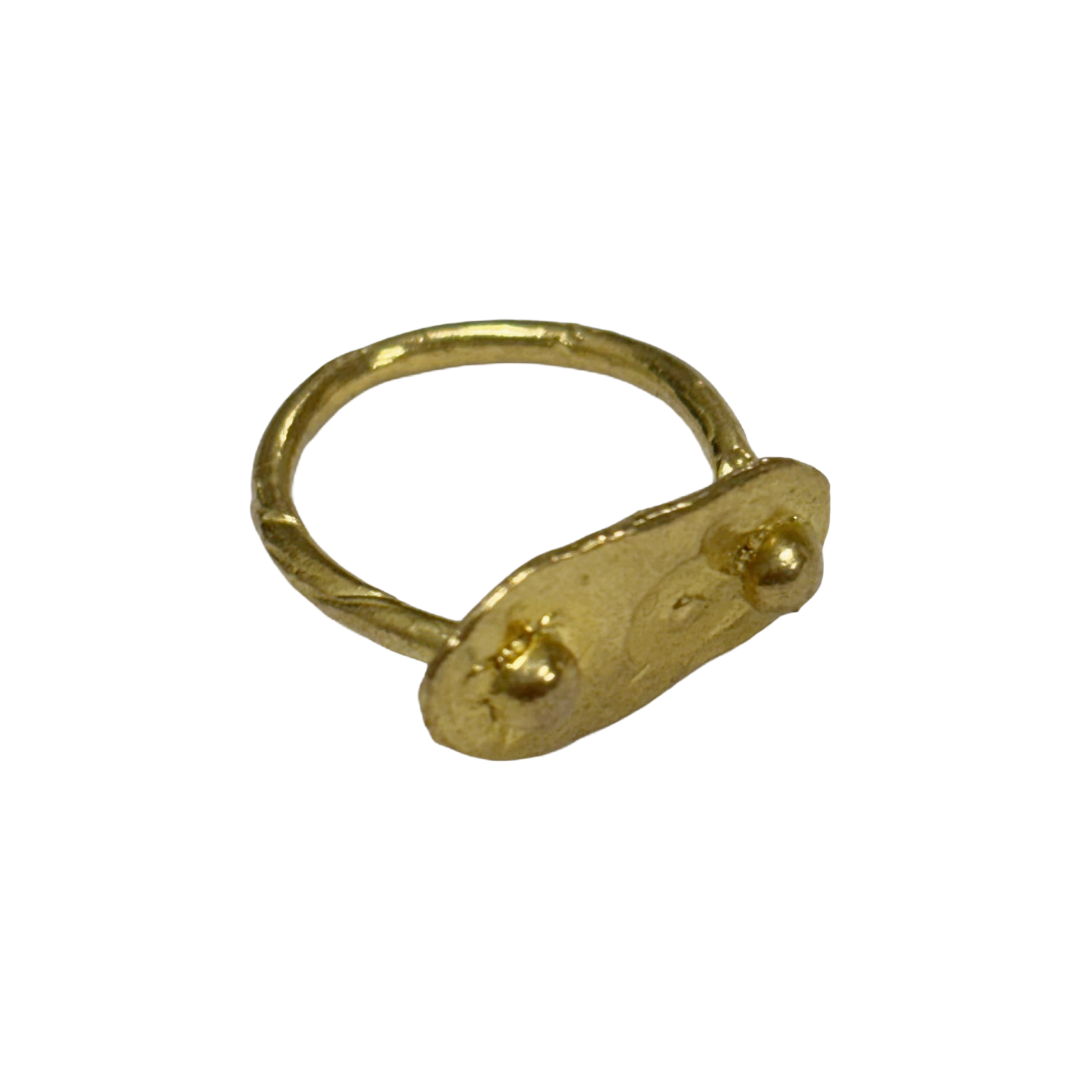 ARTIZ | 'Circles Seal Ring'- small | Gold plated bronze