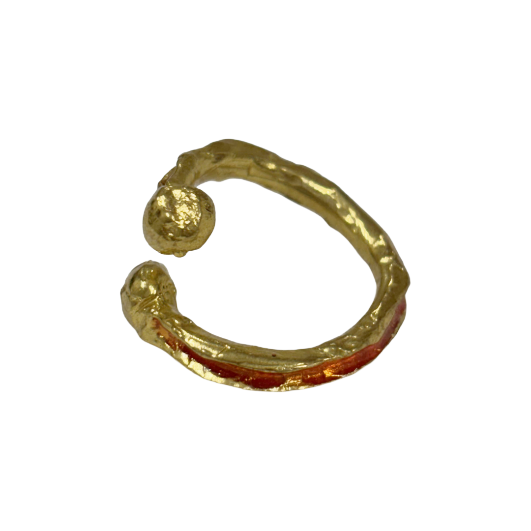 ARTIZ | 'Orange Split Ring' | Gold plated bronze / enamel