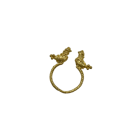 ARTIZ | 'Two Birds Split Ring' | gold plated cast bronze
