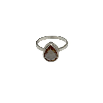 ARTIZ | 'Faceted Gem Ring' | Teartrop stone | Silver / tourmaline
