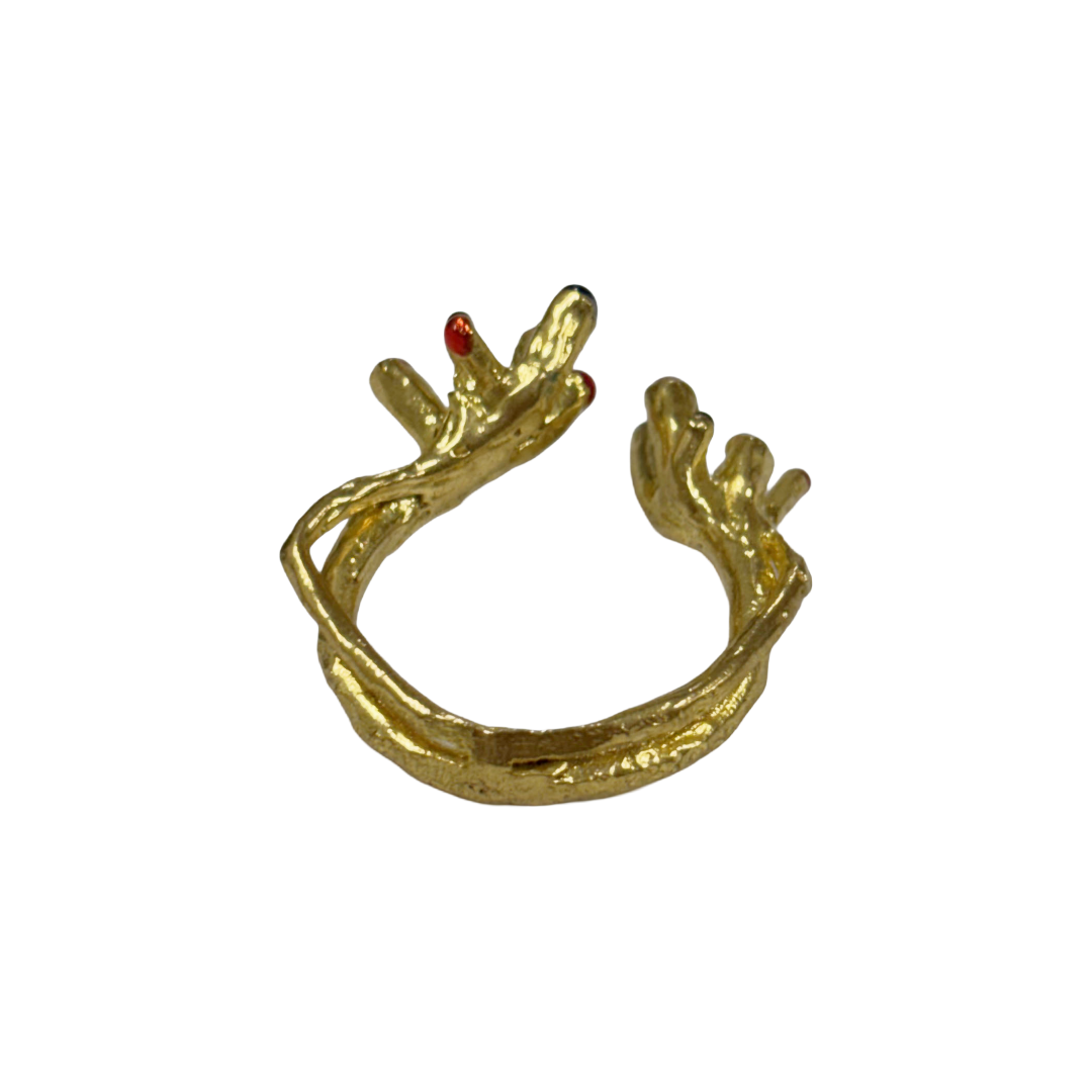 ARTIZ | 'Cluster Split Ring' | Gold plated bronze / enamel