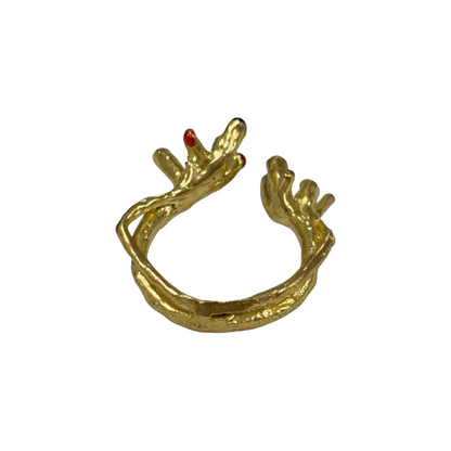 ARTIZ | 'Cluster Split Ring' | Gold plated bronze / enamel