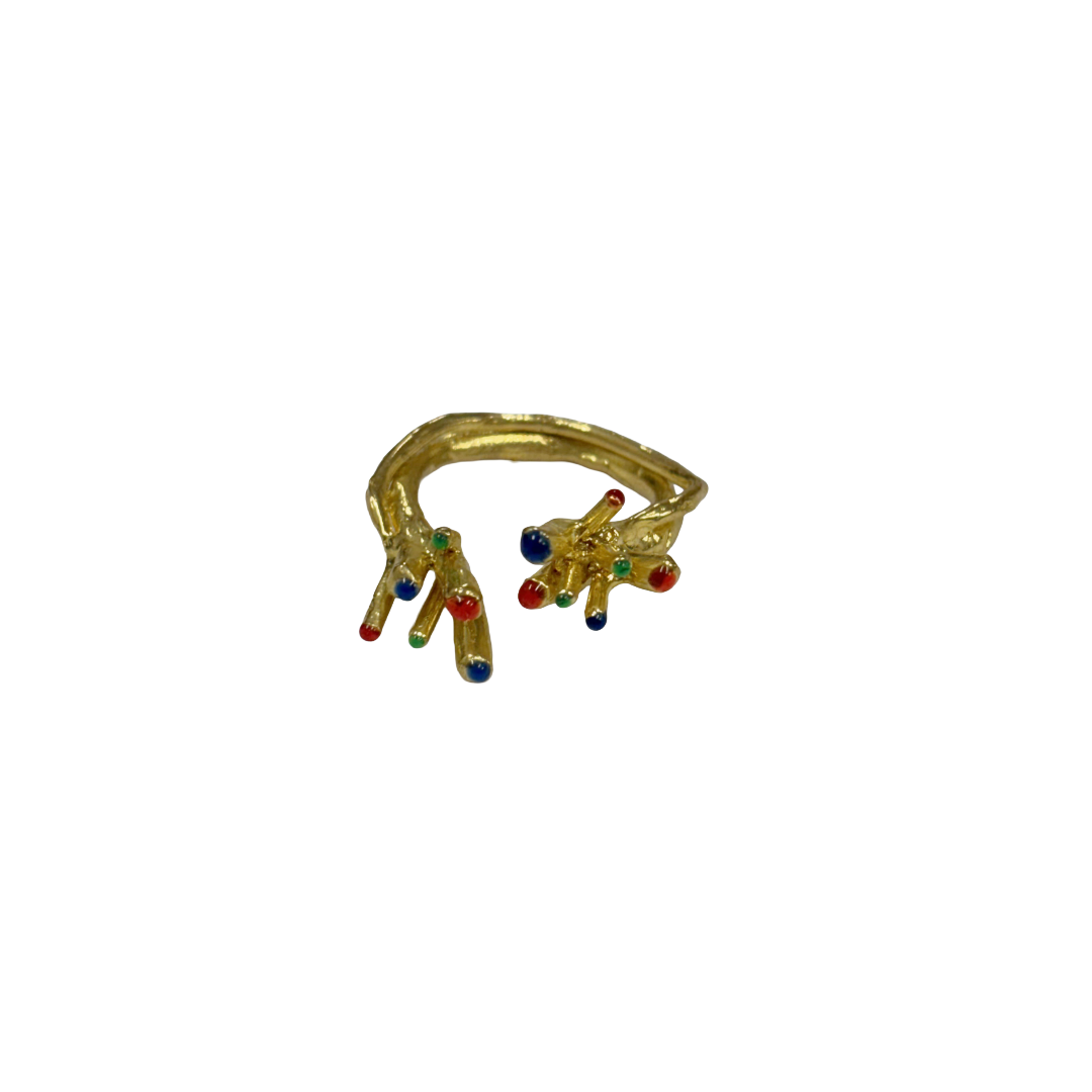 ARTIZ | 'Cluster Split Ring' | Gold plated bronze / enamel