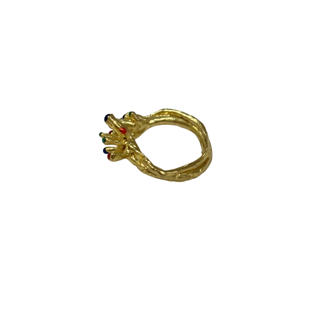 ARTIZ | 'Cluster Split Ring' | Gold plated bronze / enamel