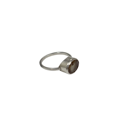 ARTIZ | 'Faceted Gem Ring' | Oval Stone | Silver + tourmaline