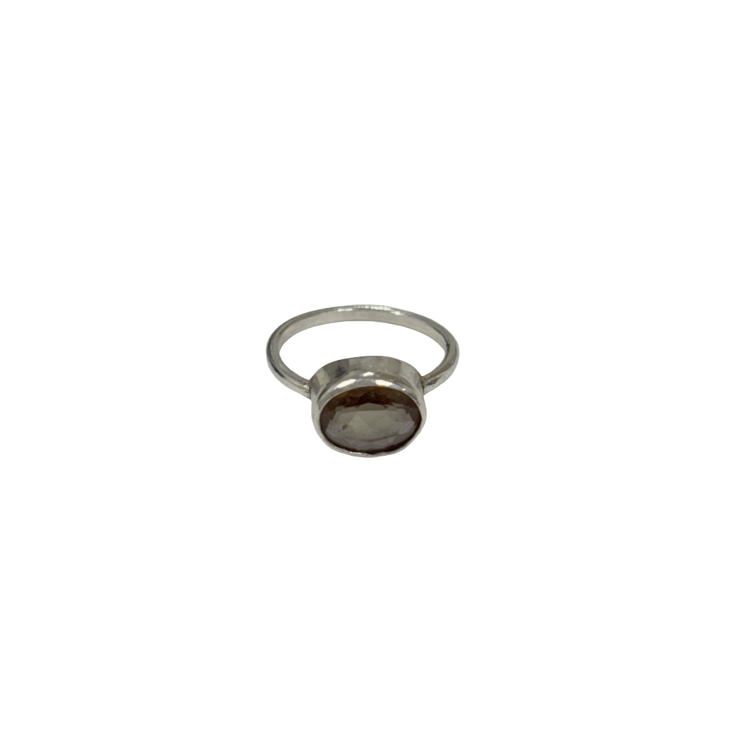 ARTIZ | 'Faceted Gem Ring' | Oval Stone | Silver + tourmaline
