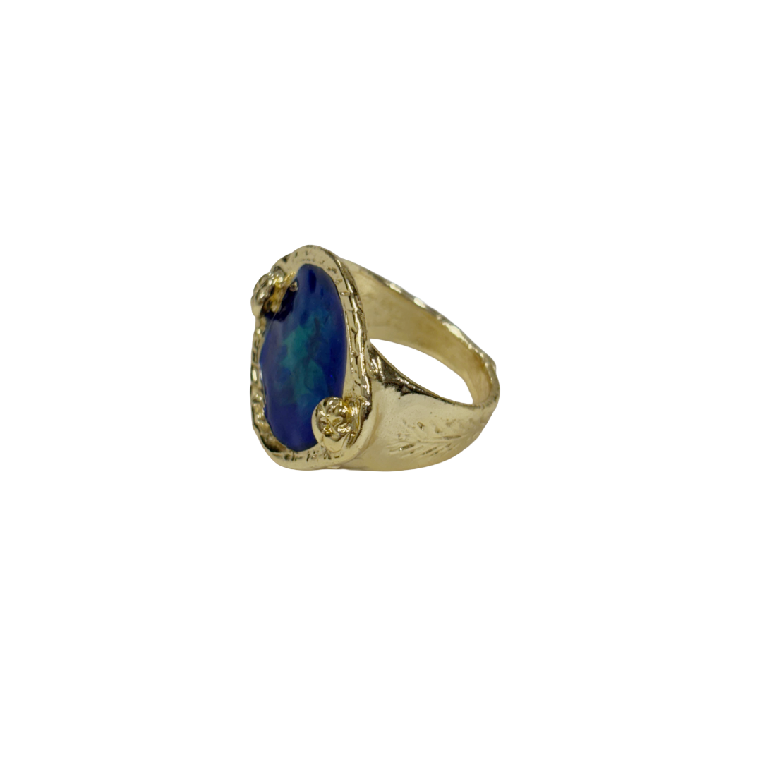 ARTIZ | 'Blue Enamel Ring' | Gold plated bronze / enamel