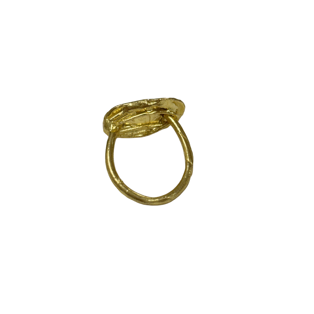 ARTIZ | 'Circles Seal Ring'- small | Gold plated bronze
