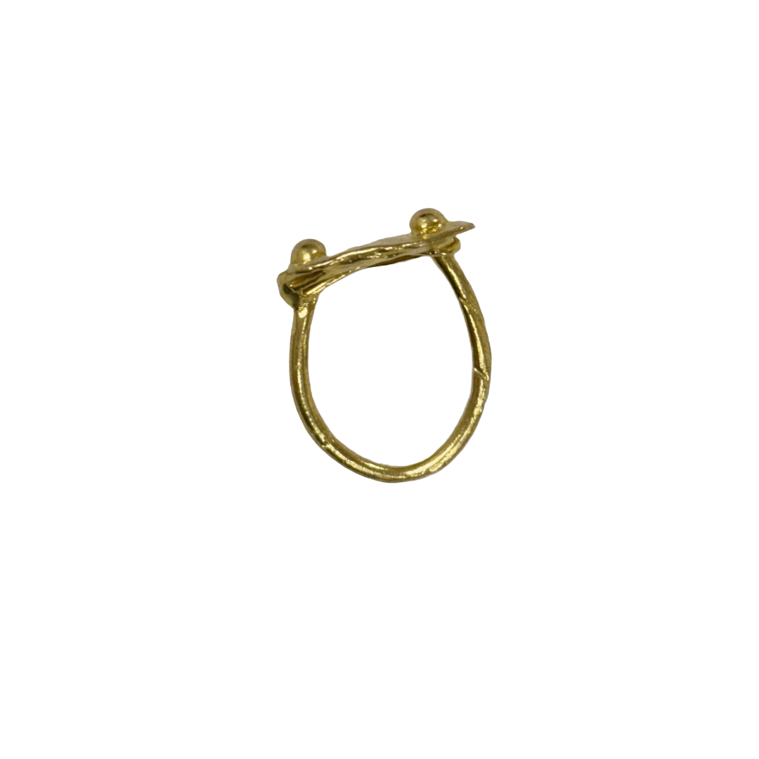 ARTIZ | 'Circles Seal Ring'- small | Gold plated bronze