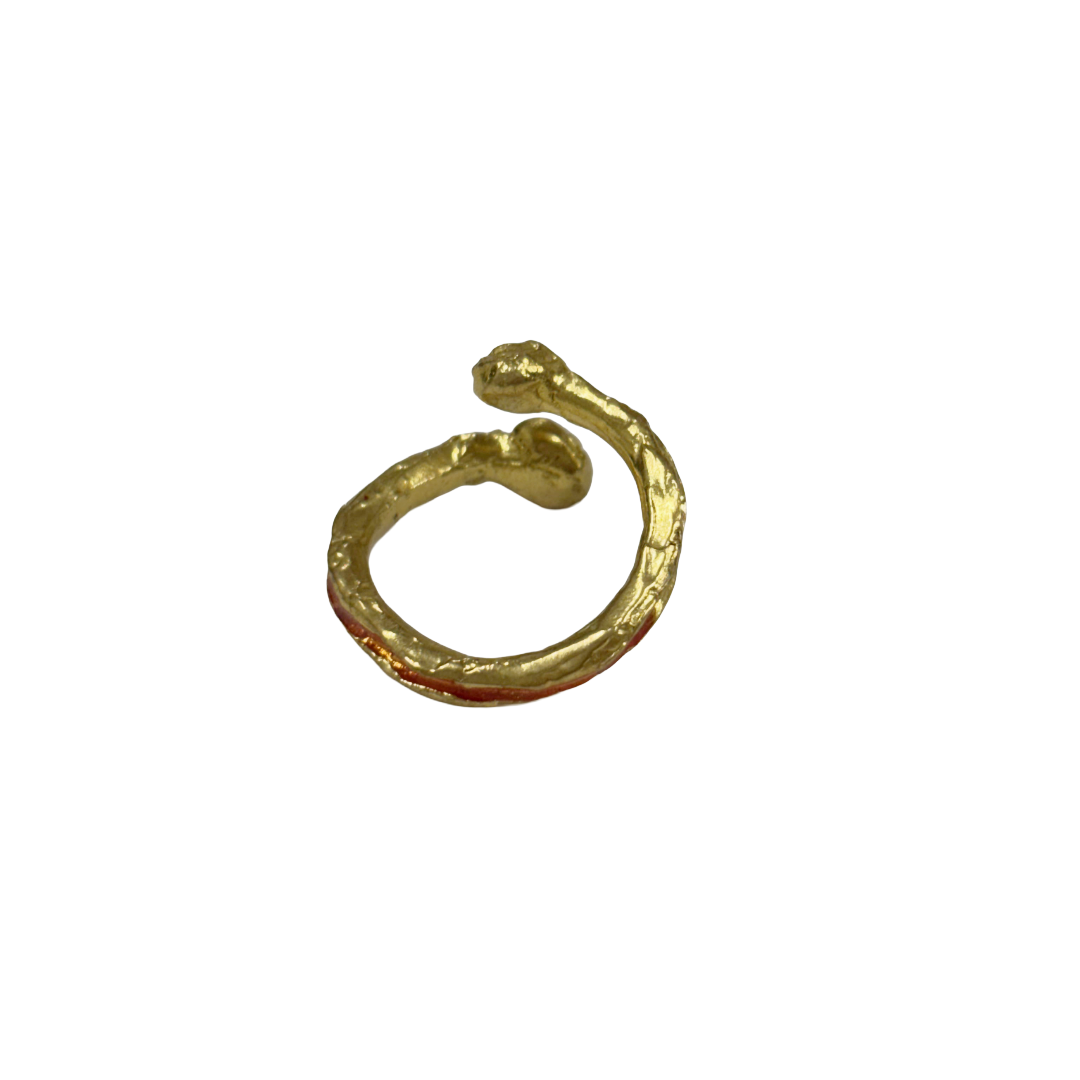ARTIZ | 'Orange Split Ring' | Gold plated bronze / enamel