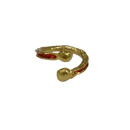 ARTIZ | 'Orange Split Ring' | Gold plated bronze / enamel