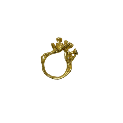 ARTIZ | 'Nazar Cluster Ring' | blue, red, green evil eyes | Gold plated bronze / enamel