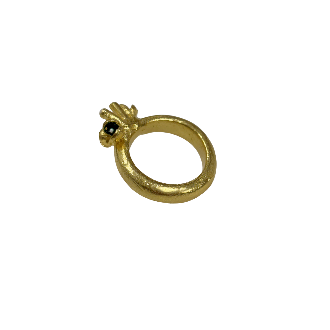 ARTIZ | 'Seed Cluster Ring' | black, red, green pods | gold plated bronze / enamel