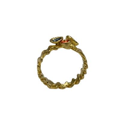 ARTIZ | 'Nazar Wrapped Band Ring' | blue, red, green evil eyes | gold plated bronze / enamel