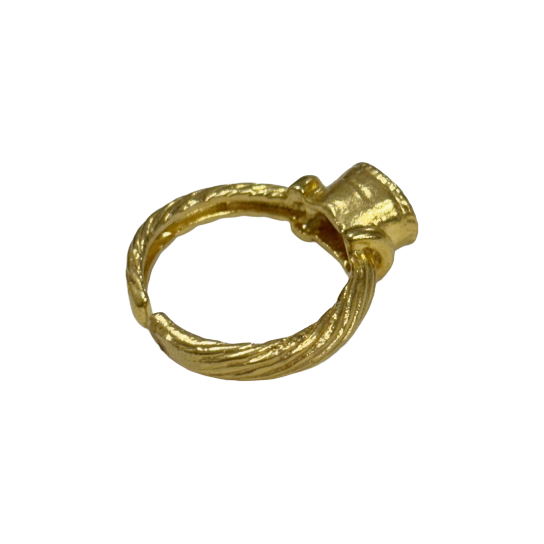 ARTIZ | 'Small Gem Ring' - Striped Band | gold plated bronze / howlite