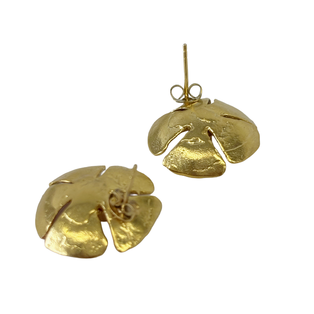 ARTIZ | 'Flowers' Stud Earrings | Orange | Bronze + Enamel