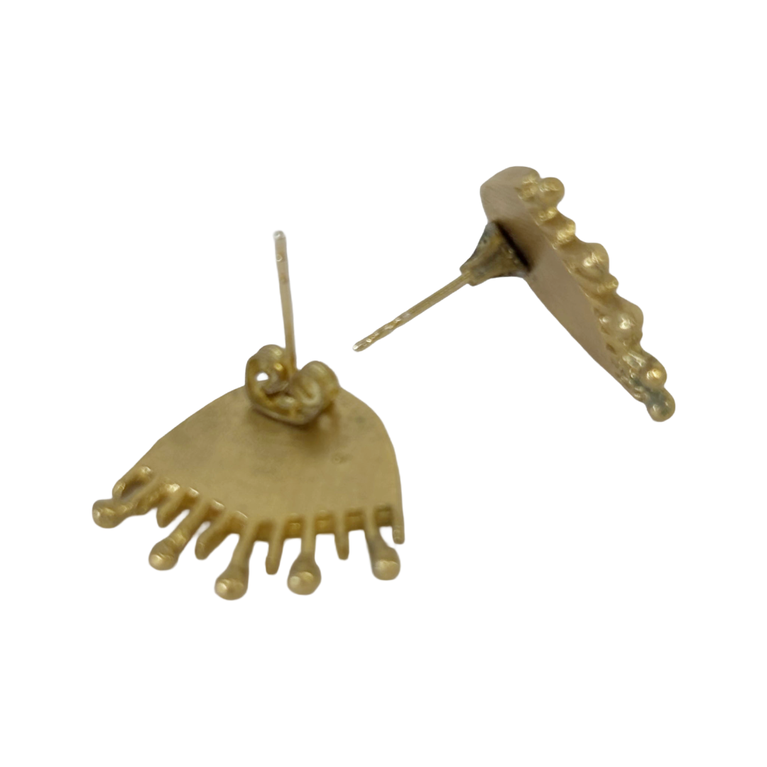 ARTIZ | 'Fringed Eye Earrings' | Green enamel | Bronze/ silver / gold
