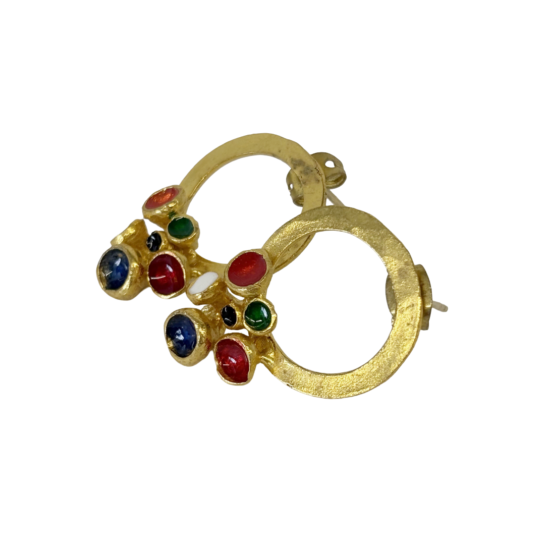 ARTIZ | 'Cup Cluster Earrings' | Small | Blue enamel / Bronze