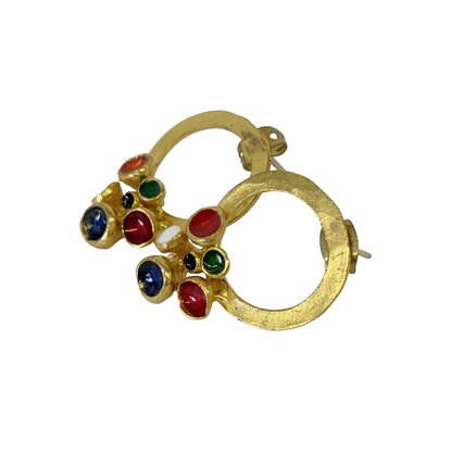ARTIZ | 'Cup Cluster Earrings' | Small | Blue enamel / Bronze