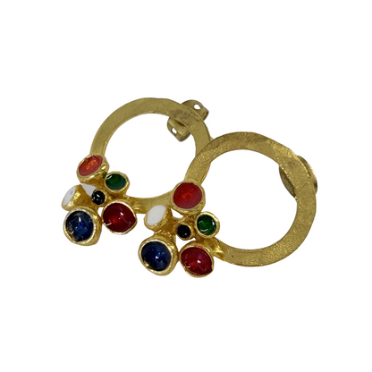 ARTIZ | 'Cup Cluster Earrings' | Small | Blue enamel / Bronze
