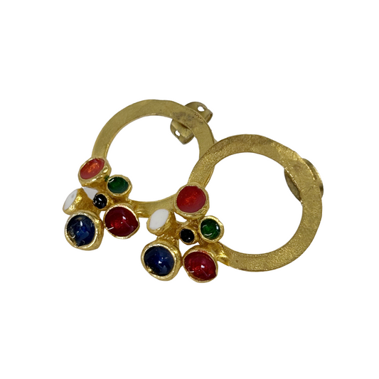 ARTIZ | 'Cup Cluster Earrings' | Small | Blue enamel / Bronze