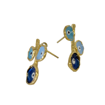 ARTIZ | ‘Branching Evil Eye Earrings’- Blue | Bronze / enamel