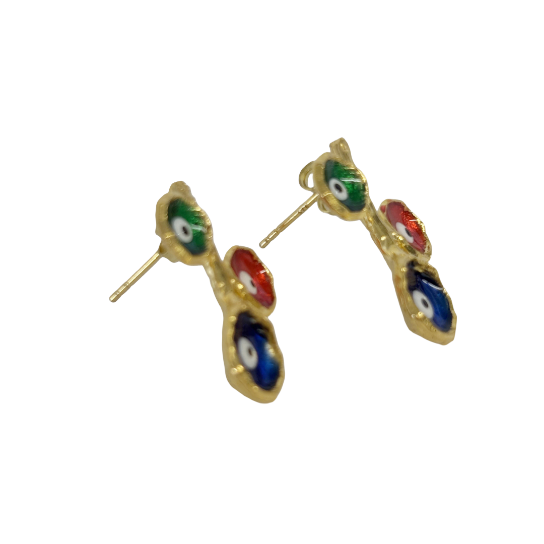 ARTIZ | ‘Branching Eye Earrings- Multicoloured' | Enamel / bronze