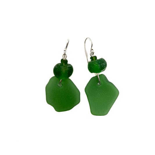 WILD THINGS | ‘Heart of Glass Earrings - Green’ | Beach + recycled glass