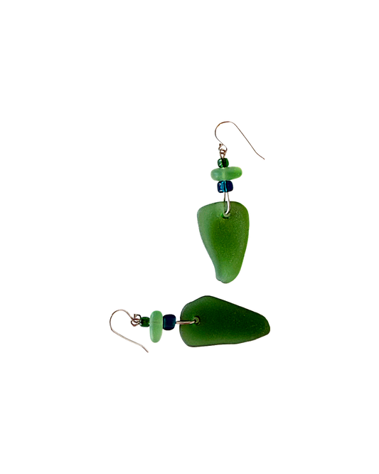 WILD THINGS | ‘Heart of Glass Earrings – Green (2)’ | Beach + recycled glass