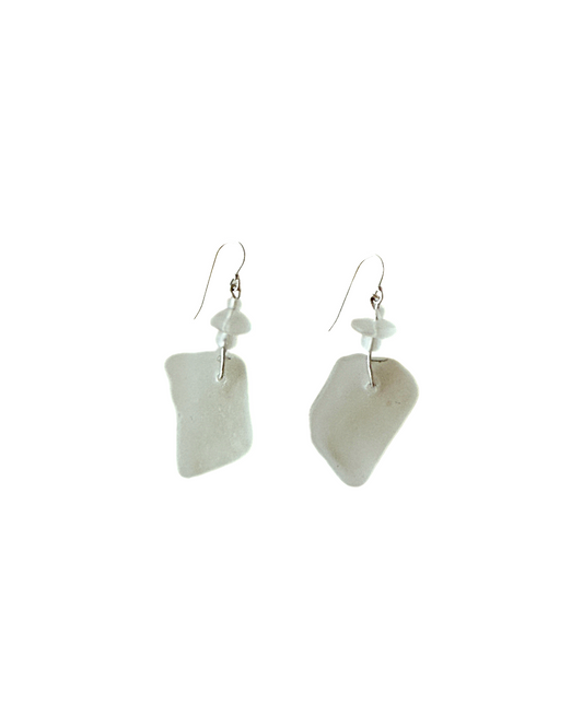 WILD THINGS | ‘Heart of Glass Earrings – White (6)’ | Beach glass