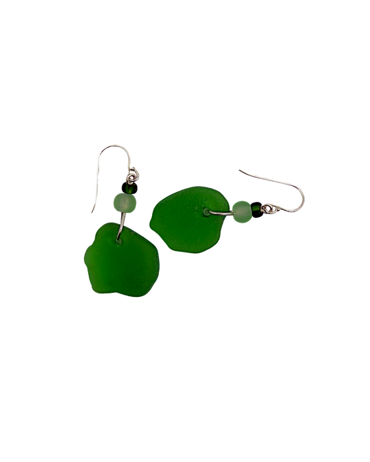 WILD THINGS | ‘Heart of Glass Earrings – Green (3)’ | Beach + re-cycled glass