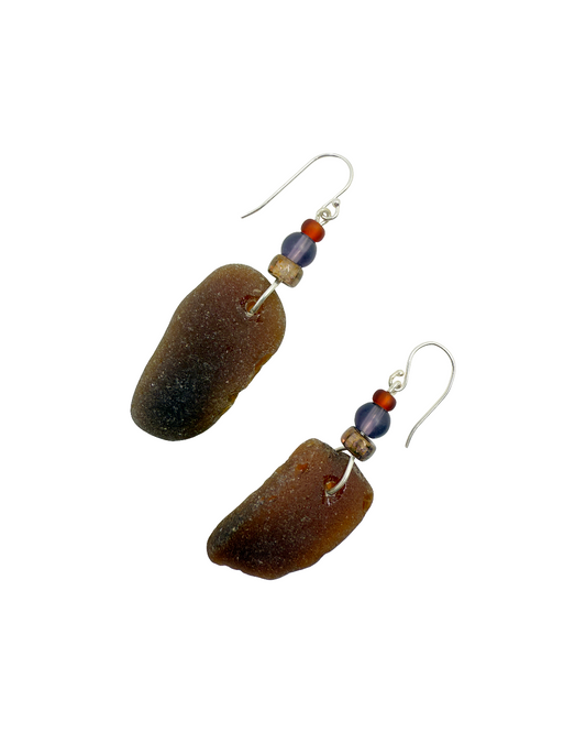 WILD THINGS | ‘Heart of Glass Earrings – Amber (2)’ | Beach + re-cycled glass