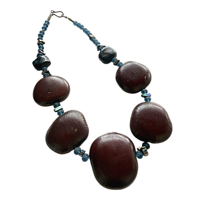 WILD THINGS | ‘Entada Necklace- Five Bean’ | Glass Beads + Paua Shell | Seeds + Recycled / found materials