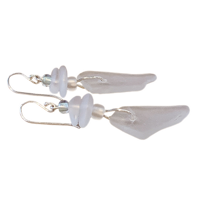 WILD THINGS | ‘Heart of Glass Earrings – White Frosted (2)’ | Beach + recycled glass