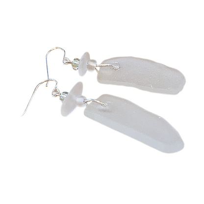 WILD THINGS | ‘Heart of Glass Earrings – White Frosted (3)’ | Beach + recycled glass