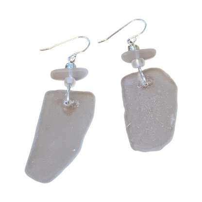 WILD THINGS | ‘Heart of Glass Earrings – White Frosted (3)’ | Beach + recycled glass