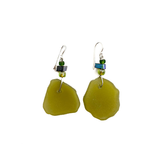 WILD THINGS | 'Sea Glass Earrings' |  Army Green / Beaded